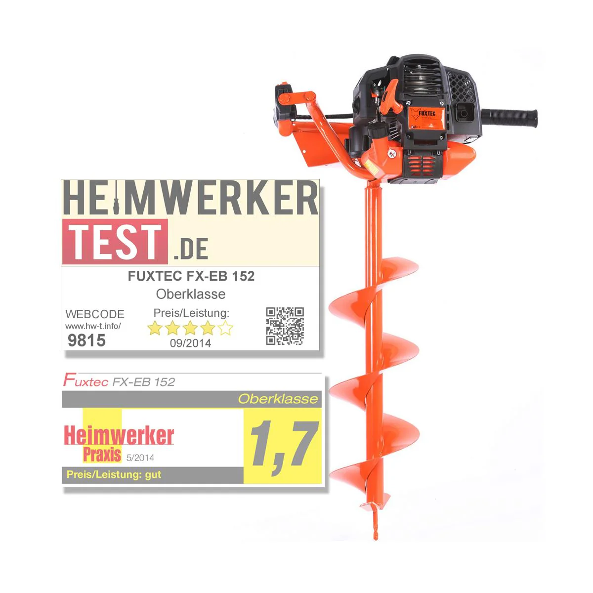 B-WARE FUXTEC FX-EB152 Taladro de tierra incl. 100,150,200mm - Edición NL