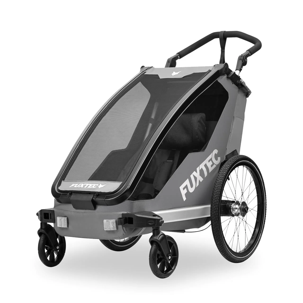 Remolque para bicicleta FUXTEC FX-FA1S gris con rueda jogger