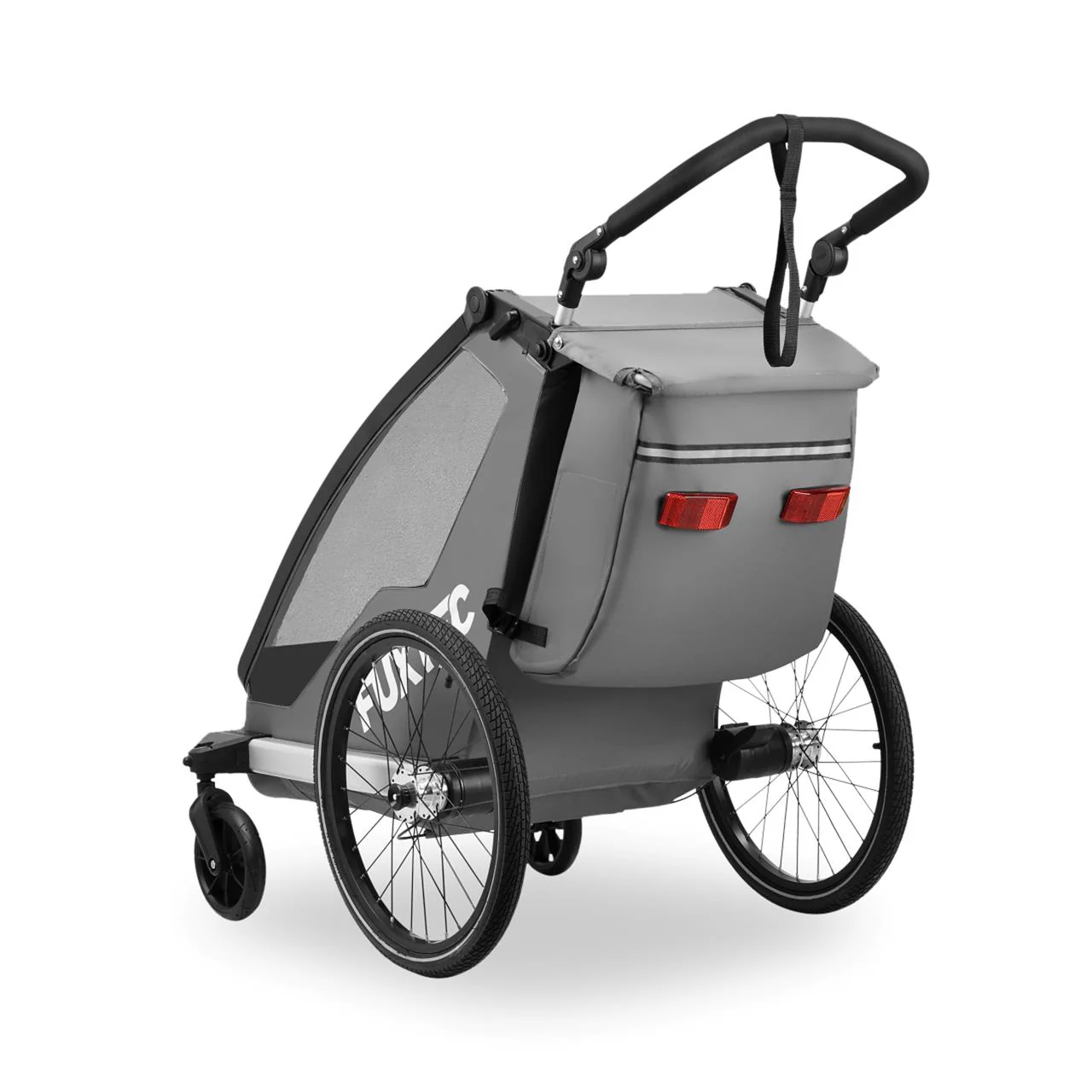 Remolque para bicicleta FUXTEC FX-FA1S gris con rueda jogger - Image 9