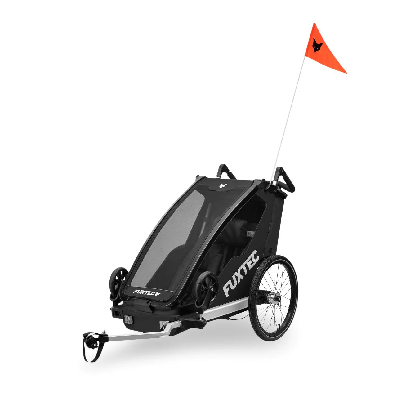 Remolque para bicicletas FUXTEC FX-FA1S negro con rueda jogger - Image 3
