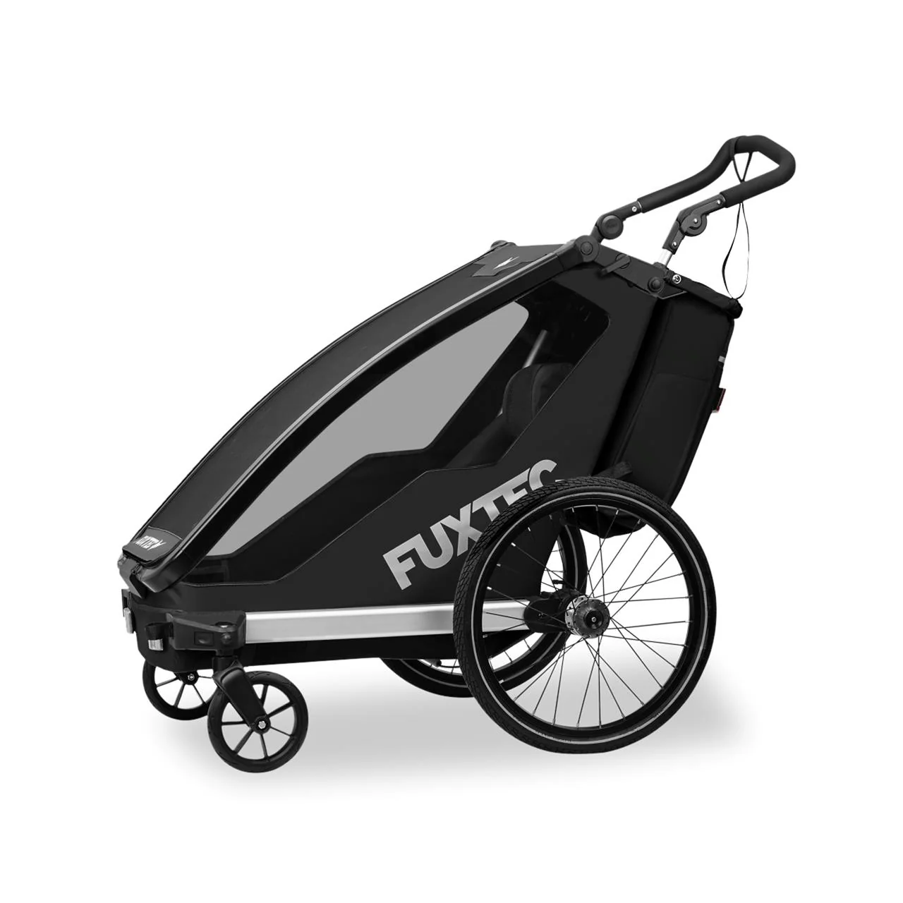 Remolque para bicicletas FUXTEC FX-FA1S negro con rueda jogger - Image 4