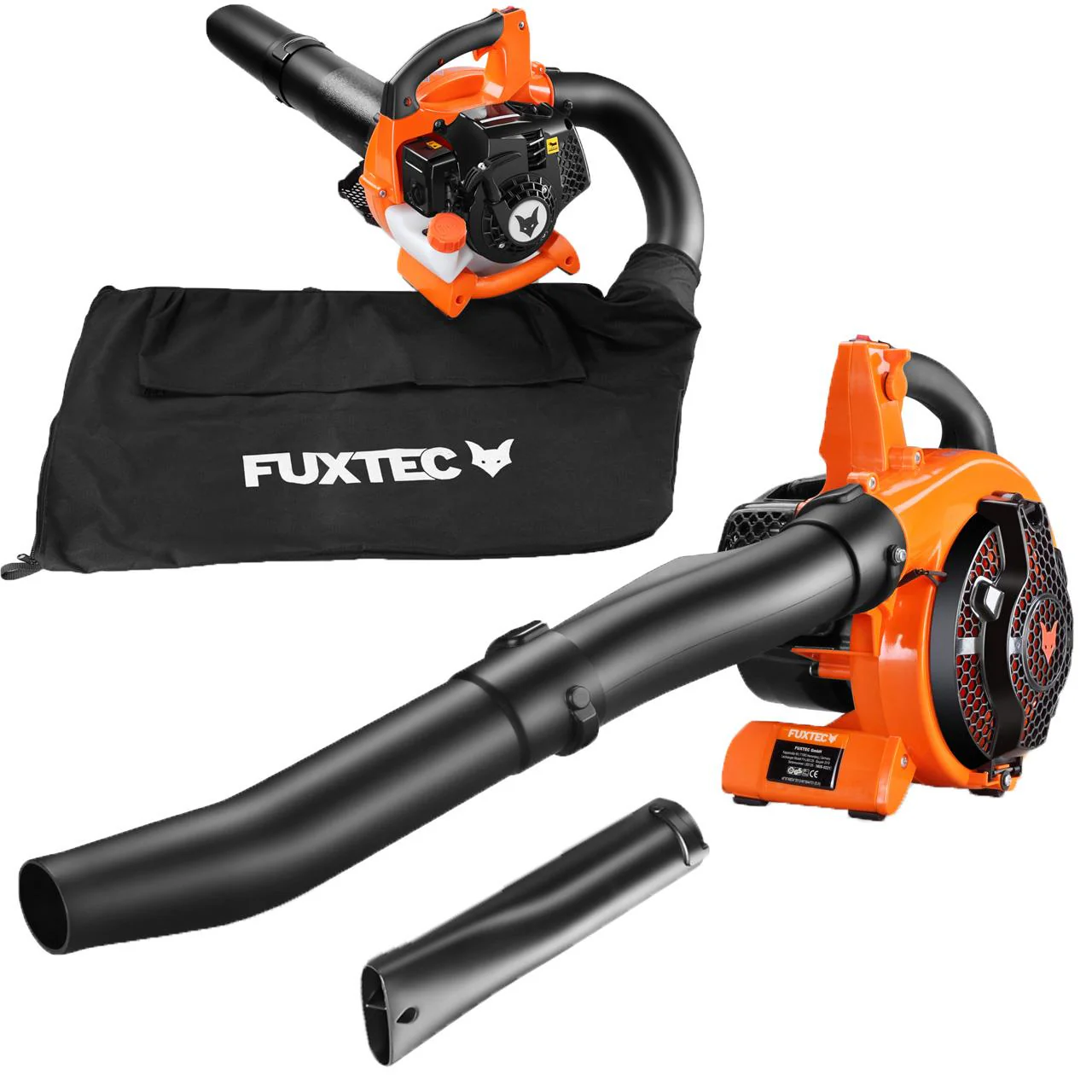 FUXTEC FX-LBS126 4 en 1: aspirador de hojas, soplador de hojas, triturador de hojas, incluye dos tubos sopladores.