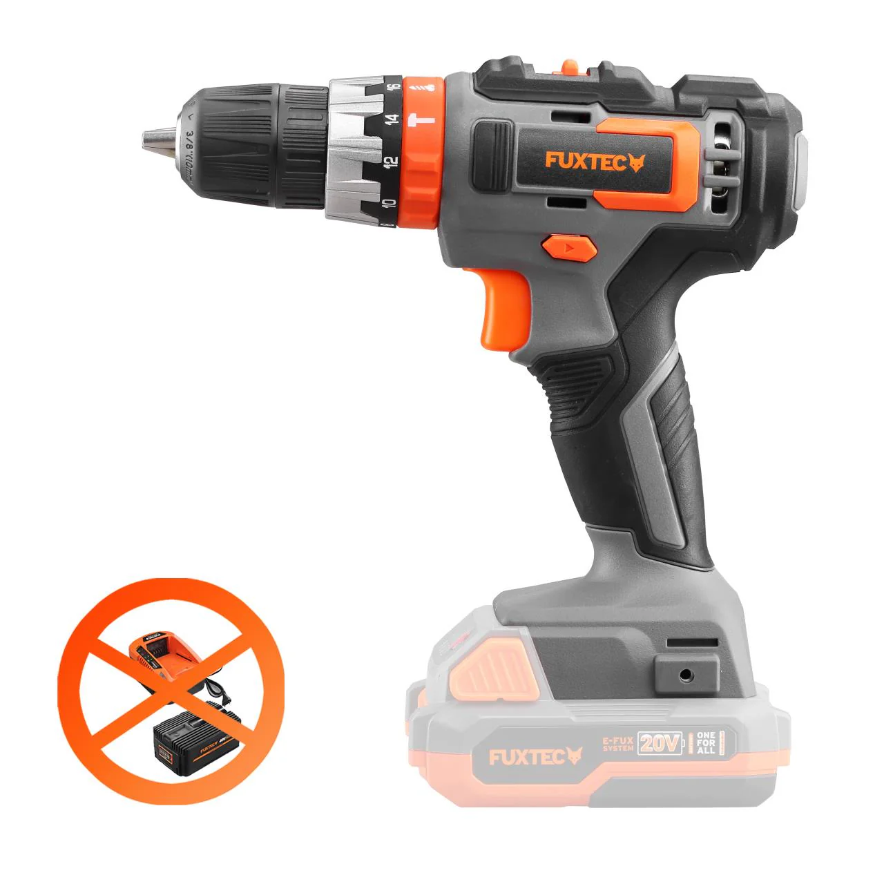 Taladradora de impacto a batería FUXTEC 20V FX-E1SBS20 sin batería, sin cargador